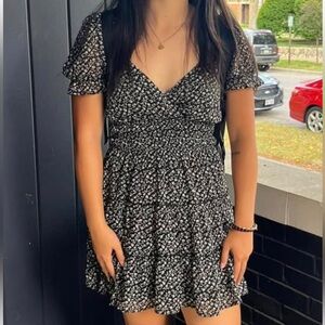 Floral Black and White Dress